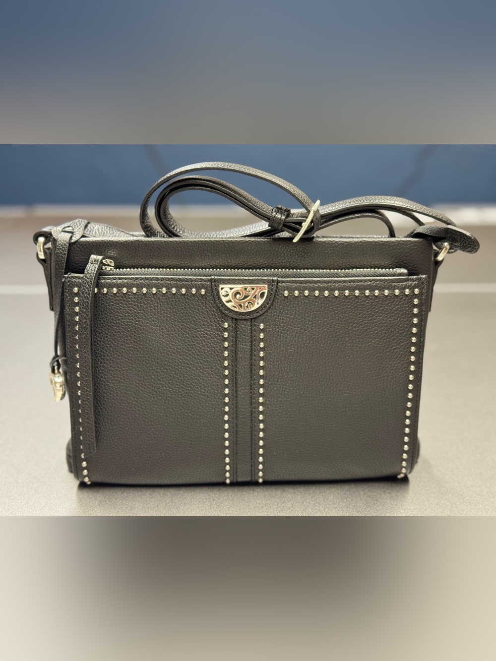 Brighton Jagger Pretty Tough Black Leather Studded Crossbody - Picture 7 of 13